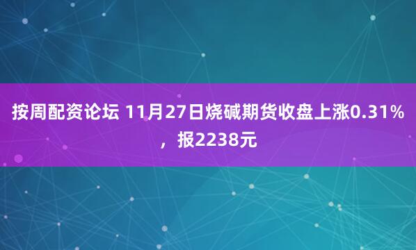 按周配资论坛 11月27日烧碱期货收盘上涨0.31%，报2238元